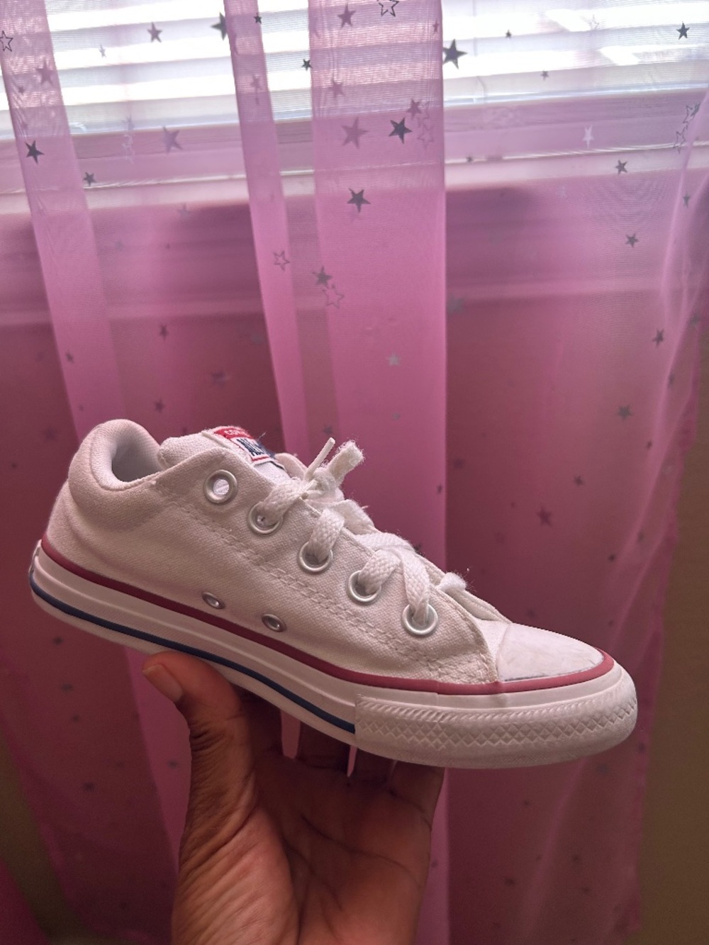 Kids white converse sneakers